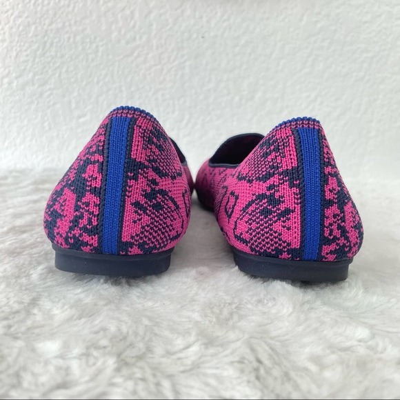 {Rothy’s} Retired Fuchsia/Navy Snake Print Knit Loafers, Size 6, Like New - Picture 7 of 11